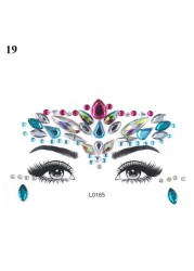 3D Sexy Face Tattoo Sticker Temporary Tattoo Flash Fake Tattoo Rhinestone Lady Party Face Sticker Face Jewelry Decoration