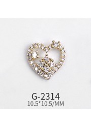 Nail Art Real Gold Zircon Heart Butterfly Shell Micro Inlaid Nail Diamond Decoration