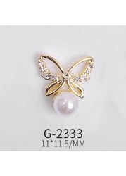 Nail Art Real Gold Zircon Heart Butterfly Shell Micro Inlaid Nail Diamond Decoration