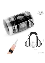 100pcs/lot French Nail Forms UV Gel Polish Extension Builder Guide Stencil Curve Sticker Template Decal Manicure Nail Art Tools