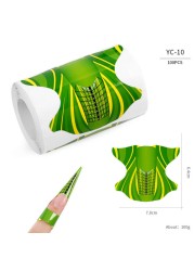 100pcs/lot French Nail Forms UV Gel Polish Extension Builder Guide Stencil Curve Sticker Template Decal Manicure Nail Art Tools