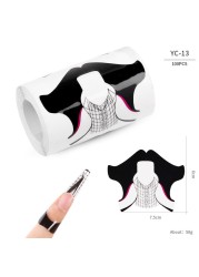 100pcs/lot French Nail Forms UV Gel Polish Extension Builder Guide Stencil Curve Sticker Template Decal Manicure Nail Art Tools