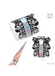 100pcs/lot French Nail Forms UV Gel Polish Extension Builder Guide Stencil Curve Sticker Template Decal Manicure Nail Art Tools