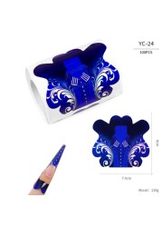 100pcs/lot French Nail Forms UV Gel Polish Extension Builder Guide Stencil Curve Sticker Template Decal Manicure Nail Art Tools