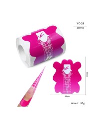 100pcs/lot French Nail Forms UV Gel Polish Extension Builder Guide Stencil Curve Sticker Template Decal Manicure Nail Art Tools