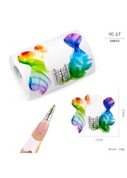 100pcs/lot French Nail Forms UV Gel Polish Extension Builder Guide Stencil Curve Sticker Template Decal Manicure Nail Art Tools