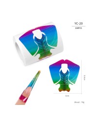 100pcs/lot French Nail Forms UV Gel Polish Extension Builder Guide Stencil Curve Sticker Template Decal Manicure Nail Art Tools