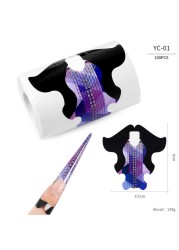 50pcs/100pcs Pro Square/Rhombus/Stiletto Longer Shape Nail Acrylic Nails UV Gel Nail Extension Guide Form Self Adhesive Sticker