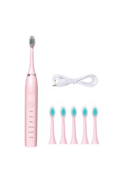 5 Mode Electric Toothbrush For Women Men Child With 6 Replacement Toothbrush Head USB Rechargeable Waterproof Sonic Toothbrush