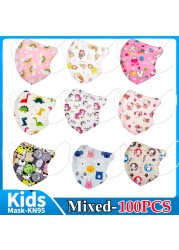 50pcs Children Masks FPP2 KN95 4 Layer 3D Cartoon Printed Anime Face Mask KN95 Mouth Mask Infantil ffp2fan Mask ffp2 Mask