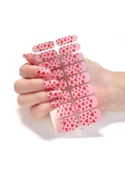 16 Tips Nail Polish Stickers European Style Solid Color Gradient Pattern Self Adhesive Nail Art Decals Manicure Strips