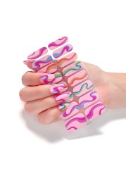 16 Tips Nail Polish Stickers European Style Solid Color Gradient Pattern Self Adhesive Nail Art Decals Manicure Strips