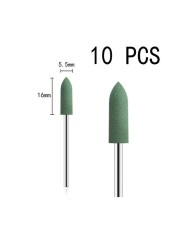 10pcs/set Silicone Rubber Polisher Grinding Head 2.35mm Shank Nail Bits Nail Electric Manicure Drill Machine Accessory