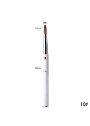 1pc 100% Kolinsky Sable Acrylic Nail Art Brush No.10 #12 #14 #16 #18 #20 #22 #24 UV Gel Carving Pen Liquid Powder DIY Nails Drawing