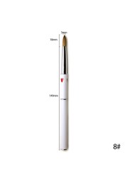 1pc 100% Kolinsky Sable Acrylic Nail Art Brush No.10 #12 #14 #16 #18 #20 #22 #24 UV Gel Carving Pen Liquid Powder DIY Nails Drawing