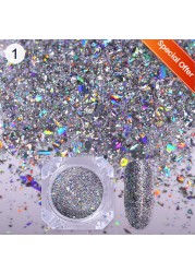 Born Pretty Reflective Glitter Powder Sea Salt Nail Powder Shining Nail Glitter Chrome Pigment Dust Hollow Powder Nail Decoration