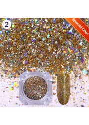 Born Pretty Reflective Glitter Powder Sea Salt Nail Powder Shining Nail Glitter Chrome Pigment Dust Hollow Powder Nail Decoration