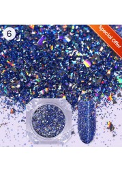 Born Pretty Reflective Glitter Powder Sea Salt Nail Powder Shining Nail Glitter Chrome Pigment Dust Hollow Powder Nail Decoration