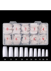 500pcs/box False Nail Tips Full Cover Colorful Ballet Nails Transparent Acrylic Nail Capsules French Manicure False Nails