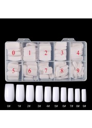 500pcs/box False Nail Tips Full Cover Colorful Ballet Nails Transparent Acrylic Nail Capsules French Manicure False Nails