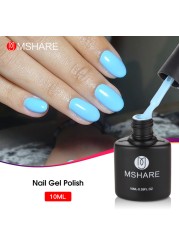 MSHARE Dark Blue Nail Gel Polish Lacquer Base Top Coat Soak Off Uv Led Healing Gel With Dryer Nail 10ml in Plastic Bottle