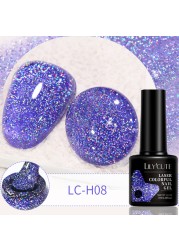 LILYCUTE 7ml Glitter Gel Nail Polish 12 Colors Semi Permanent Laser Sequins Soak Off UV Colorful Gel DIY Nail Art Polish Lacquer