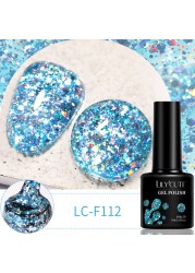 LILYCUTE 7ml Glitter Gel Nail Polish 12 Colors Semi Permanent Laser Sequins Soak Off UV Colorful Gel DIY Nail Art Polish Lacquer