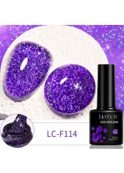 LILYCUTE 7ml Glitter Gel Nail Polish 12 Colors Semi Permanent Laser Sequins Soak Off UV Colorful Gel DIY Nail Art Polish Lacquer