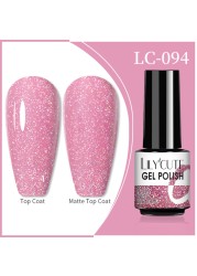 LILYCUTE 7ml Glitter Gel Nail Polish 12 Colors Semi Permanent Laser Sequins Soak Off UV Colorful Gel DIY Nail Art Polish Lacquer