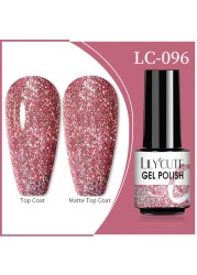 LILYCUTE 7ml Glitter Gel Nail Polish 12 Colors Semi Permanent Laser Sequins Soak Off UV Colorful Gel DIY Nail Art Polish Lacquer