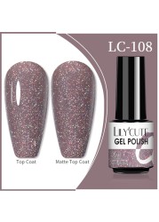 LILYCUTE 7ml Glitter Gel Nail Polish 12 Colors Semi Permanent Laser Sequins Soak Off UV Colorful Gel DIY Nail Art Polish Lacquer