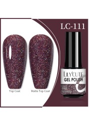 LILYCUTE 7ml Glitter Gel Nail Polish 12 Colors Semi Permanent Laser Sequins Soak Off UV Colorful Gel DIY Nail Art Polish Lacquer