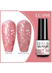 LILYCUTE 7ml Glitter Gel Nail Polish 12 Colors Semi Permanent Laser Sequins Soak Off UV Colorful Gel DIY Nail Art Polish Lacquer