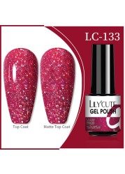 LILYCUTE 7ml Glitter Gel Nail Polish 12 Colors Semi Permanent Laser Sequins Soak Off UV Colorful Gel DIY Nail Art Polish Lacquer