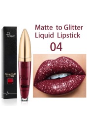 18 Color Matte To Glitter Shimmer Liquid Lipstick Shiny Diamond Lip Gloss Waterproof Long Lasting Pearl Lipgloss Women Lips Makeup