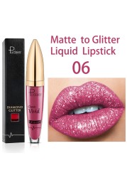 18 Color Matte To Glitter Shimmer Liquid Lipstick Shiny Diamond Lip Gloss Waterproof Long Lasting Pearl Lipgloss Women Lips Makeup