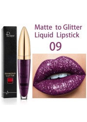 18 Color Matte To Glitter Shimmer Liquid Lipstick Shiny Diamond Lip Gloss Waterproof Long Lasting Pearl Lipgloss Women Lips Makeup