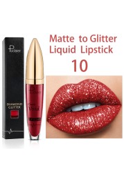 18 Color Matte To Glitter Shimmer Liquid Lipstick Shiny Diamond Lip Gloss Waterproof Long Lasting Pearl Lipgloss Women Lips Makeup