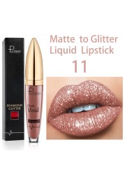 18 Color Matte To Glitter Shimmer Liquid Lipstick Shiny Diamond Lip Gloss Waterproof Long Lasting Pearl Lipgloss Women Lips Makeup