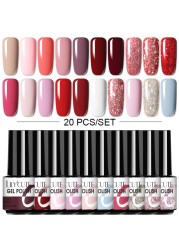 LILYCUTE 20/10/8pcs Set UV Gel Nail Polish Set 7ml Multicolor Semi-Permanent Long Lasting Led Gel Varnish Soak Off Nail Gel