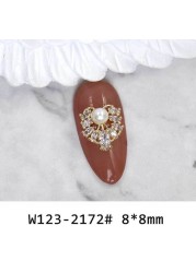 3pcs popular manicure jewelry 3d super flash heart shaped micro inlaid zircon shell starfish chain rivets