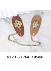 3pcs popular manicure jewelry 3d super flash heart shaped micro inlaid zircon shell starfish chain rivets