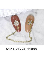 3pcs popular manicure jewelry 3d super flash heart shaped micro inlaid zircon shell starfish chain rivets