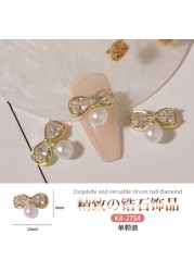 3pcs nail art zircon micro inlaid luxury diamond buttons big bow rabbit pendant nail diamond decorative