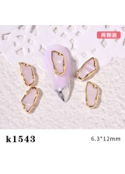 3pcs New Japanese Manicure Metal Amber Four-leaf Clover Shell Butterfly Manicure Gold Edge Irregular Gemstone Jewelry