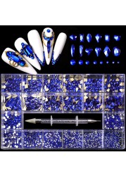 Luxury Box Shiny Diamond Nail Art Rhinestone Crystal Glass Set Decorations Set 1pcs Pick up Pen in Grids Box 21 Shapes of 2500pcs