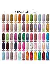 MTSSII 120pcs Gel Polish Set Semi Permanent UV LED Gel Varnish Soak Off Nail Art Glitter Colorful Gel Manicure DIY Big Set