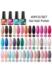 MTSSII 120pcs Gel Polish Set Semi Permanent UV LED Gel Varnish Soak Off Nail Art Glitter Colorful Gel Manicure DIY Big Set