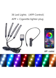 Car Interior Light RGB LED Decorative Light Strip With USB Wireless Remote Music Control Multimedia Car Foot Light