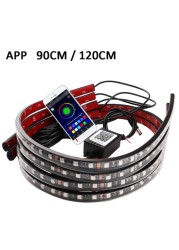 Car Light Under Glow Flexible Strip LED Underbody Lights Remote/APP Control Car Led Neon Light RGB Decorative Atmosphere Lamp